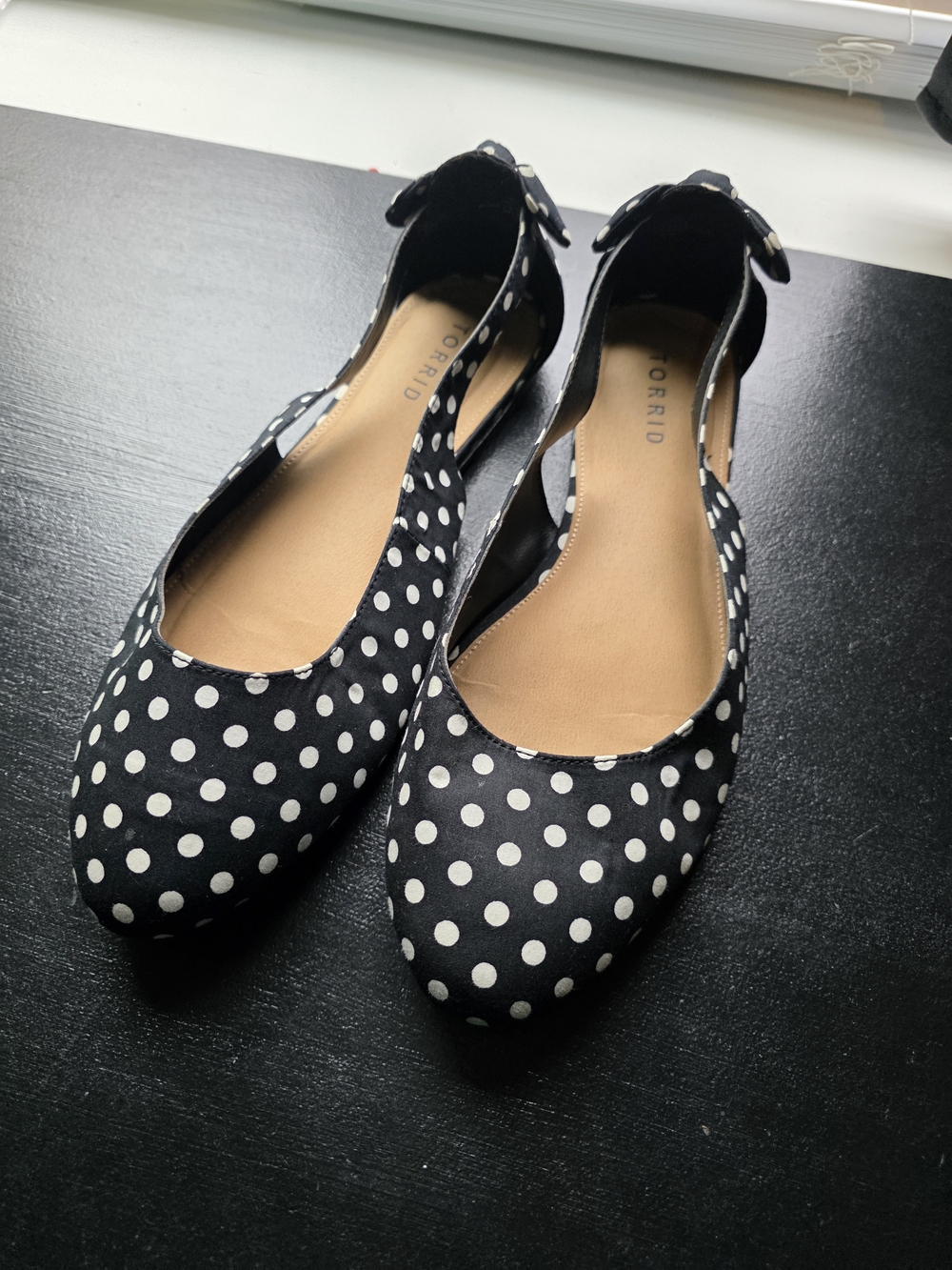 Torrid Black Polka Dot Ankle-Strap Flats
